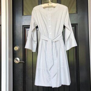 Handmade white and gray striped dress, size S
